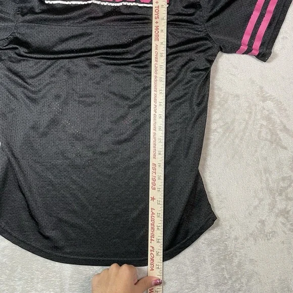 Hustler Jersey Top Womens XL Punk Hot Pink Black Mesh T Shirt Sexy Bad B*tch Y2k - Picture 7 of 7